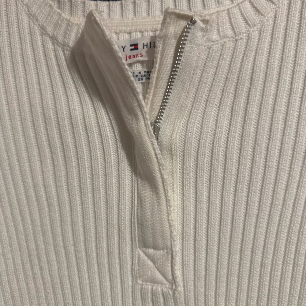 Tommy Hilfiger White Ribbed Long Sleeve Sweater - Picture 6 of 6